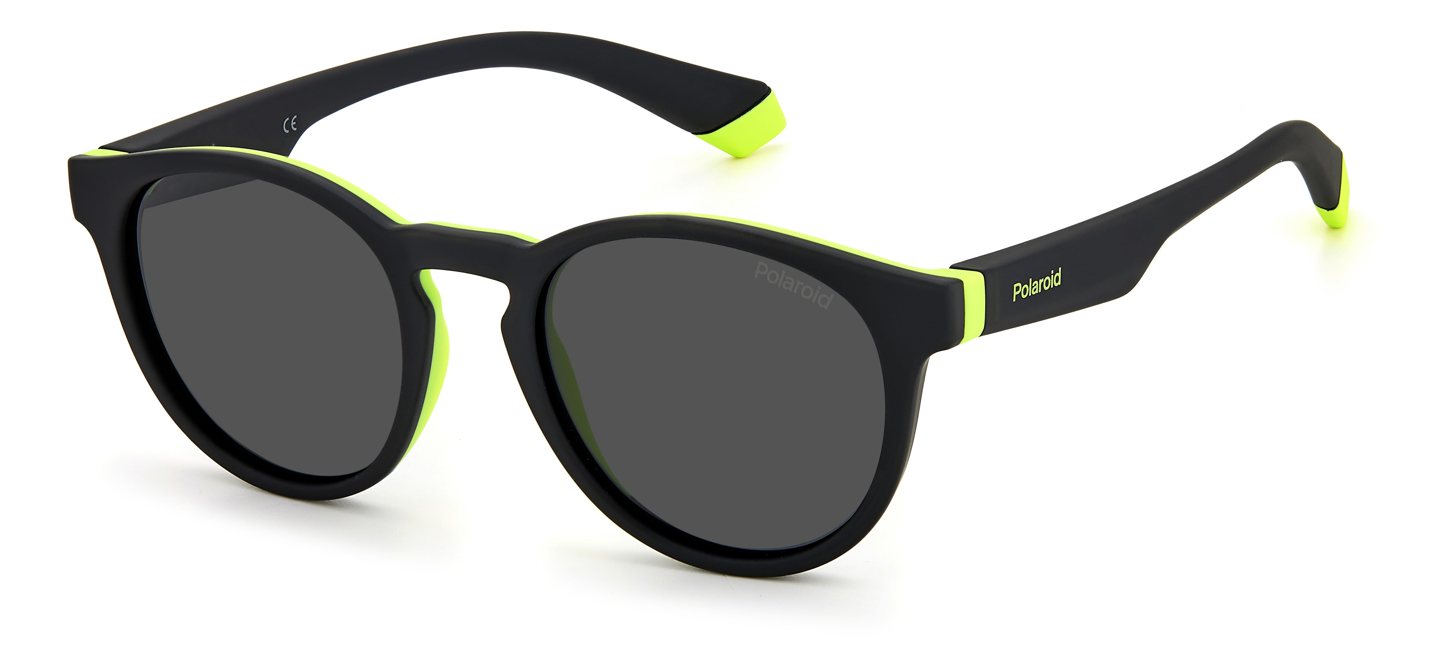 Polaroid Bambino Polaroid PLD 8048/S 71C/M9 Occhiali da sole bambino Plastica Nero / Giallo Grigio Rotonda