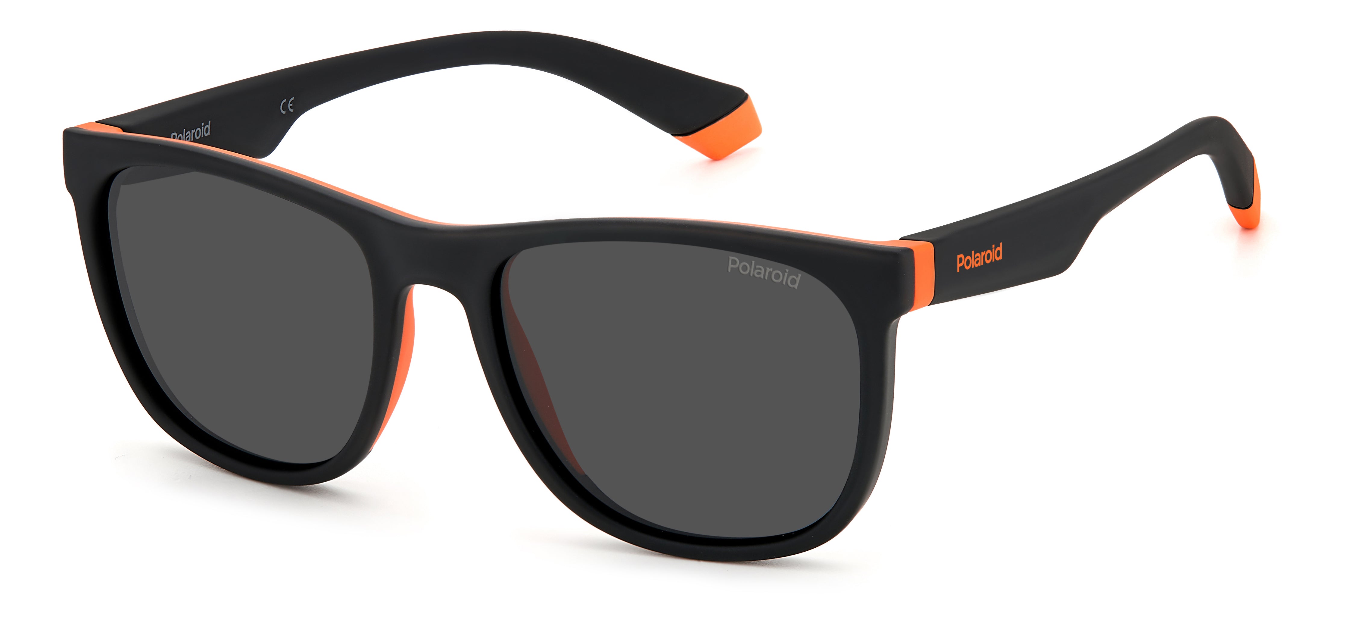 Polaroid Bambino Polaroid PLD 8049/S 8LZ/M9 Occhiali da sole bambino Plastica Nero/Arancione Grigio Squadrata