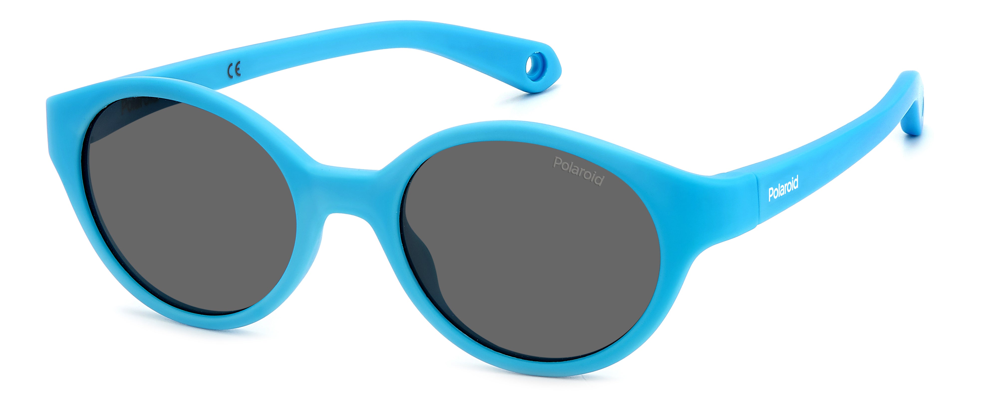 Polaroid Bambino Polaroid PLD K007/S MVU/M9 Occhiali da sole bambino Plastica Azzurro Grigio Rotonda Polarizzata