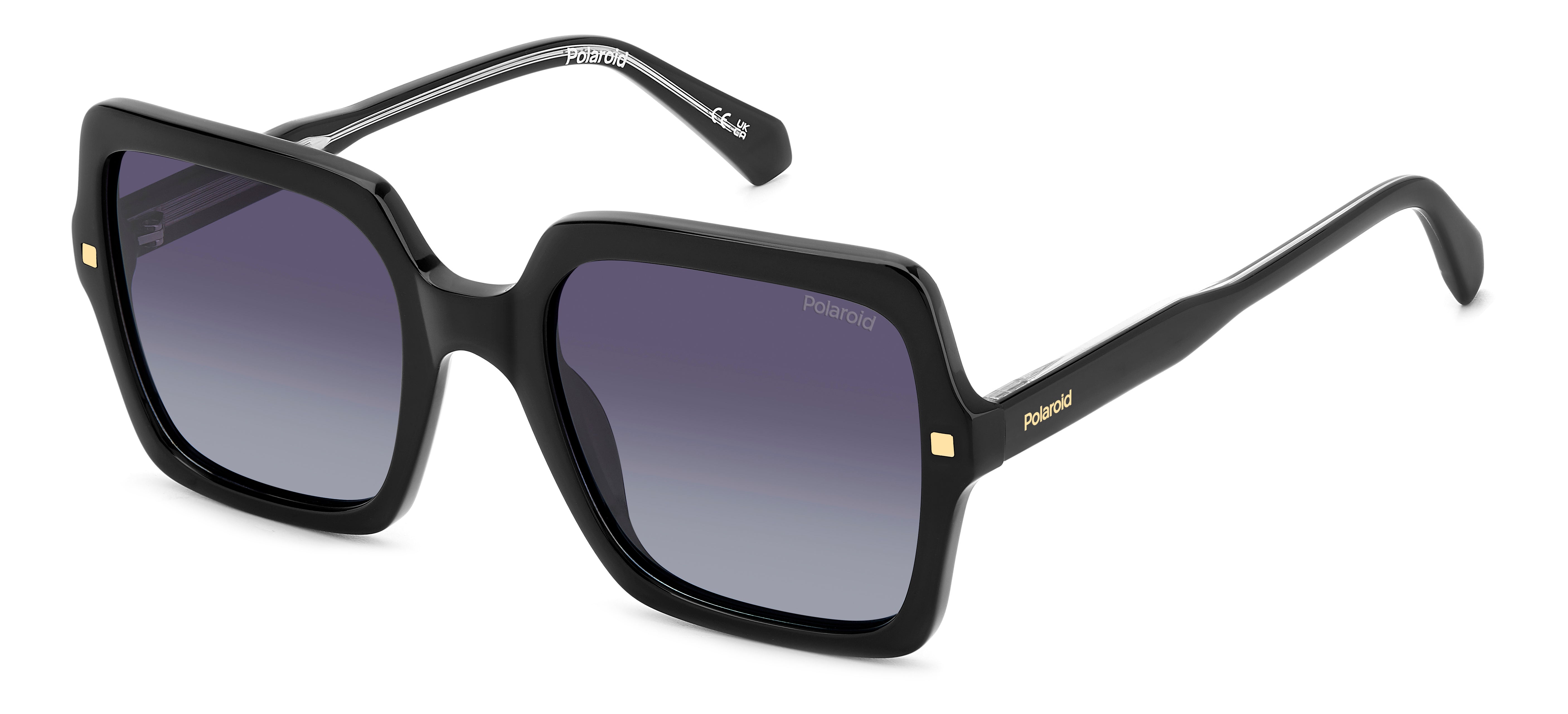 Polaroid Donna Polaroid PLD 4165/S/X 807/WJ Occhiali da sole Acetato Nero Grigio Squadrata Polarizzata Sfumato