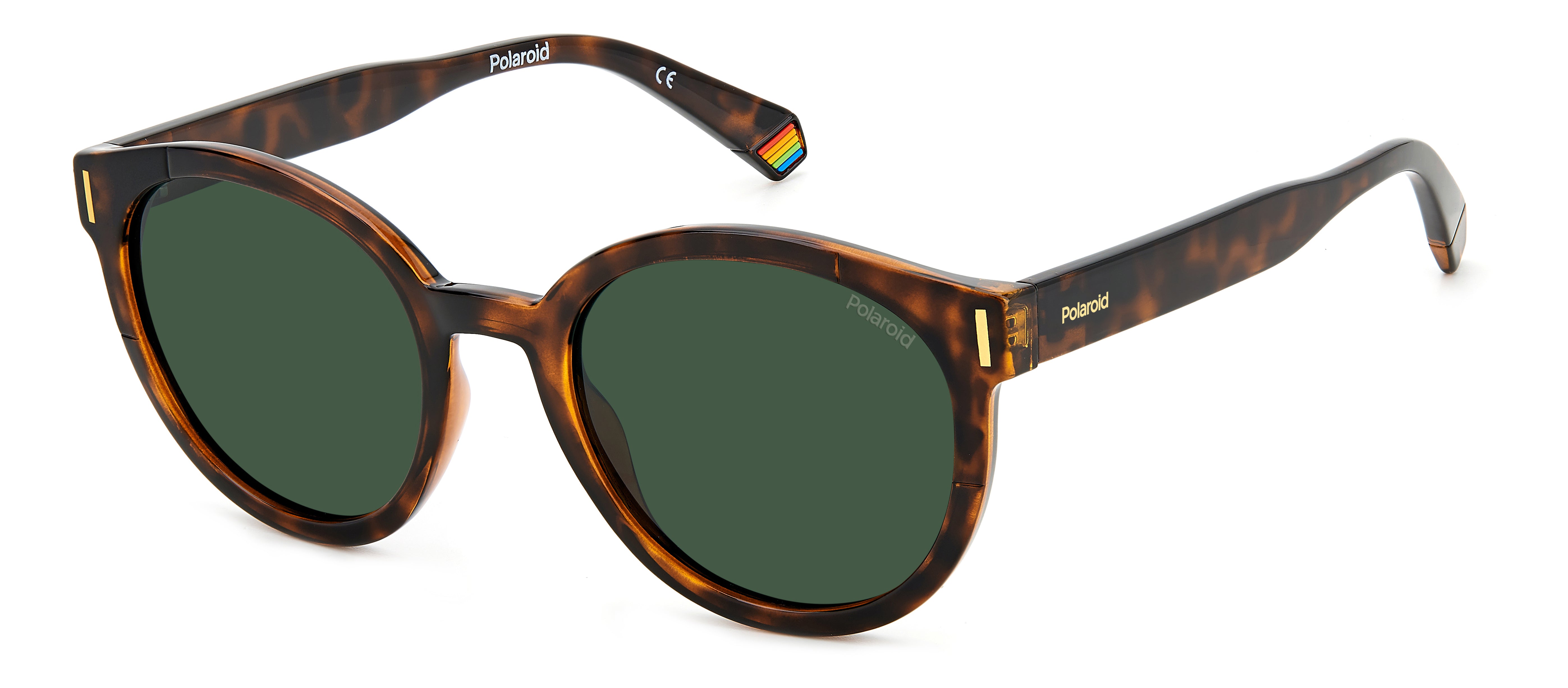Polaroid Donna Polaroid PLD 6185/S 086/UC Occhiali da sole Plastica Havana Verde Rotonda Polarizzata