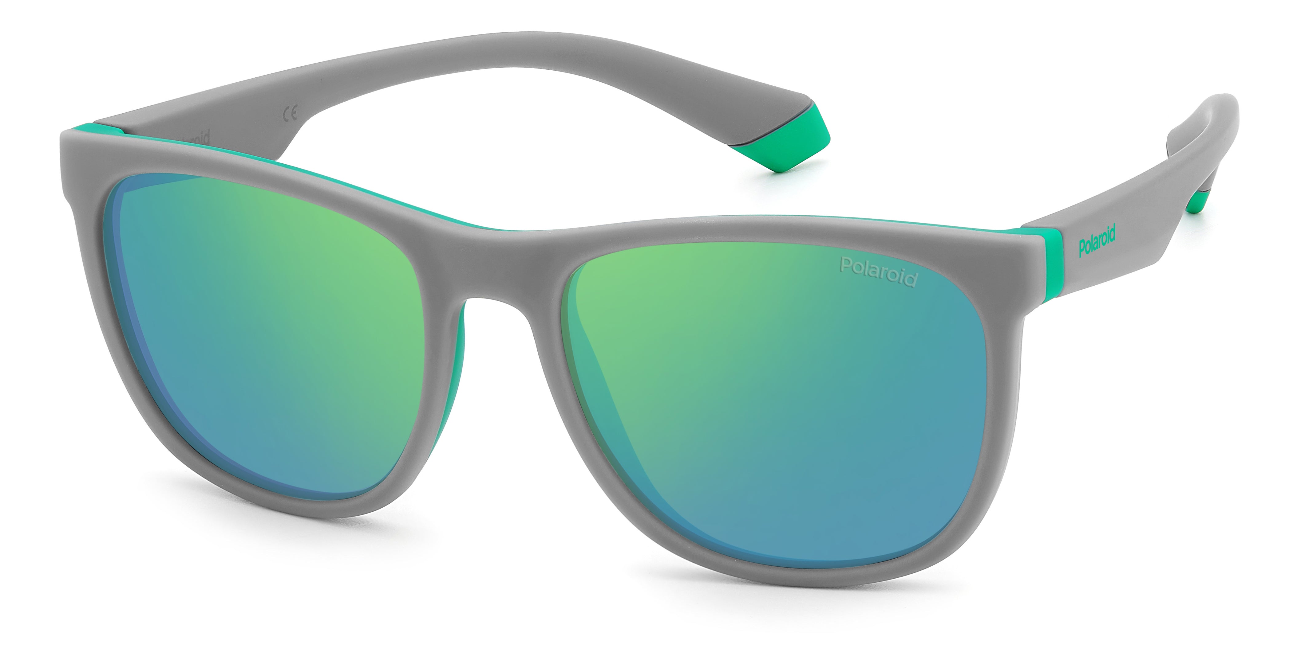Polaroid Junior Polaroid PLD 8049/S 3U5/5Z Occhiali da sole bambino Policarbonato Grigio opaco Verde Squadrata Polarizzata Specchiato