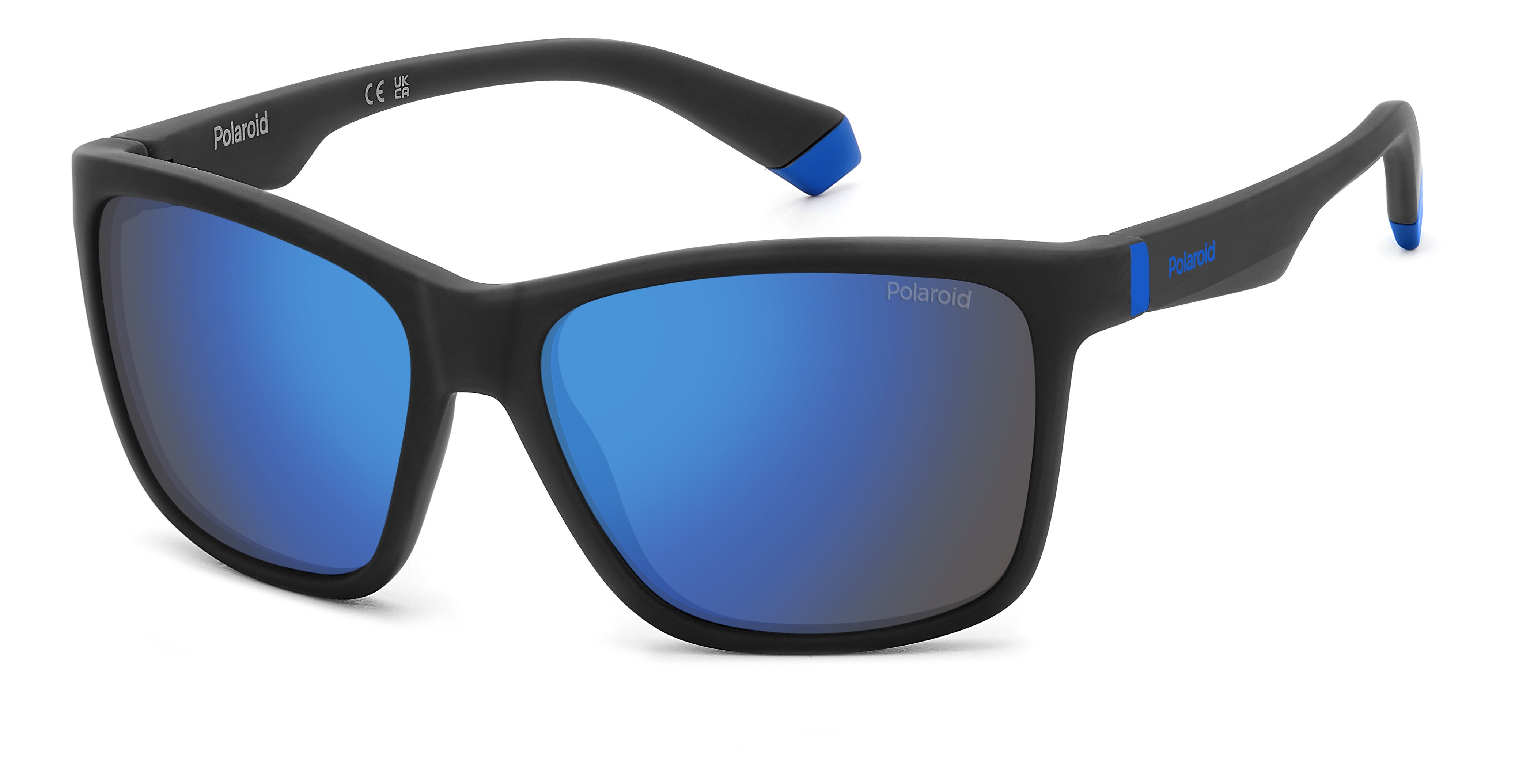 Polaroid Junior Polaroid PLD 8057/S 003/5X Occhiali da sole bambino Plastica Nero Blu Squadrata Polarizzata Specchiato