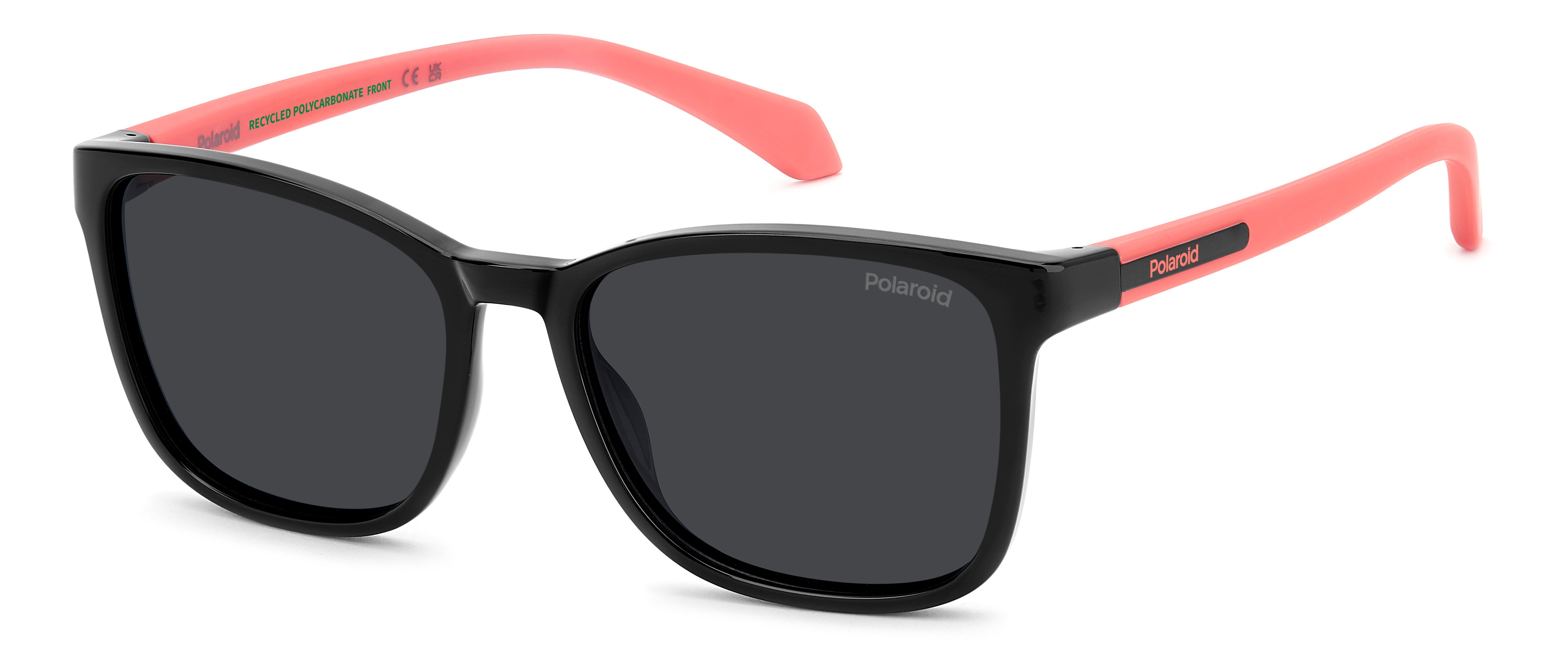 Polaroid Junior Polaroid PLD 8077/S 807/M9 Occhiali da sole bambino Policarbonato Nero Grigio Squadrata Polarizzata
