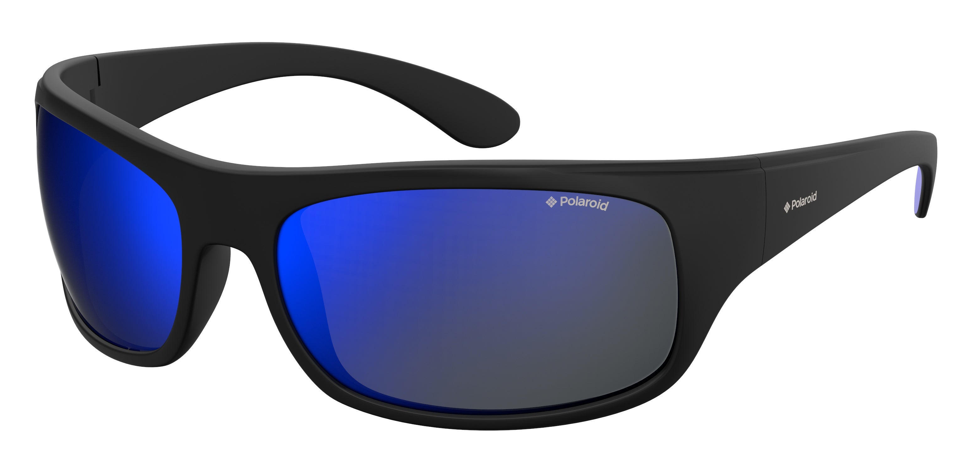 Polaroid Unisex Polaroid 07886 003/5X Occhiali da sole Plastica Nero Blu Squadrata Specchiato
