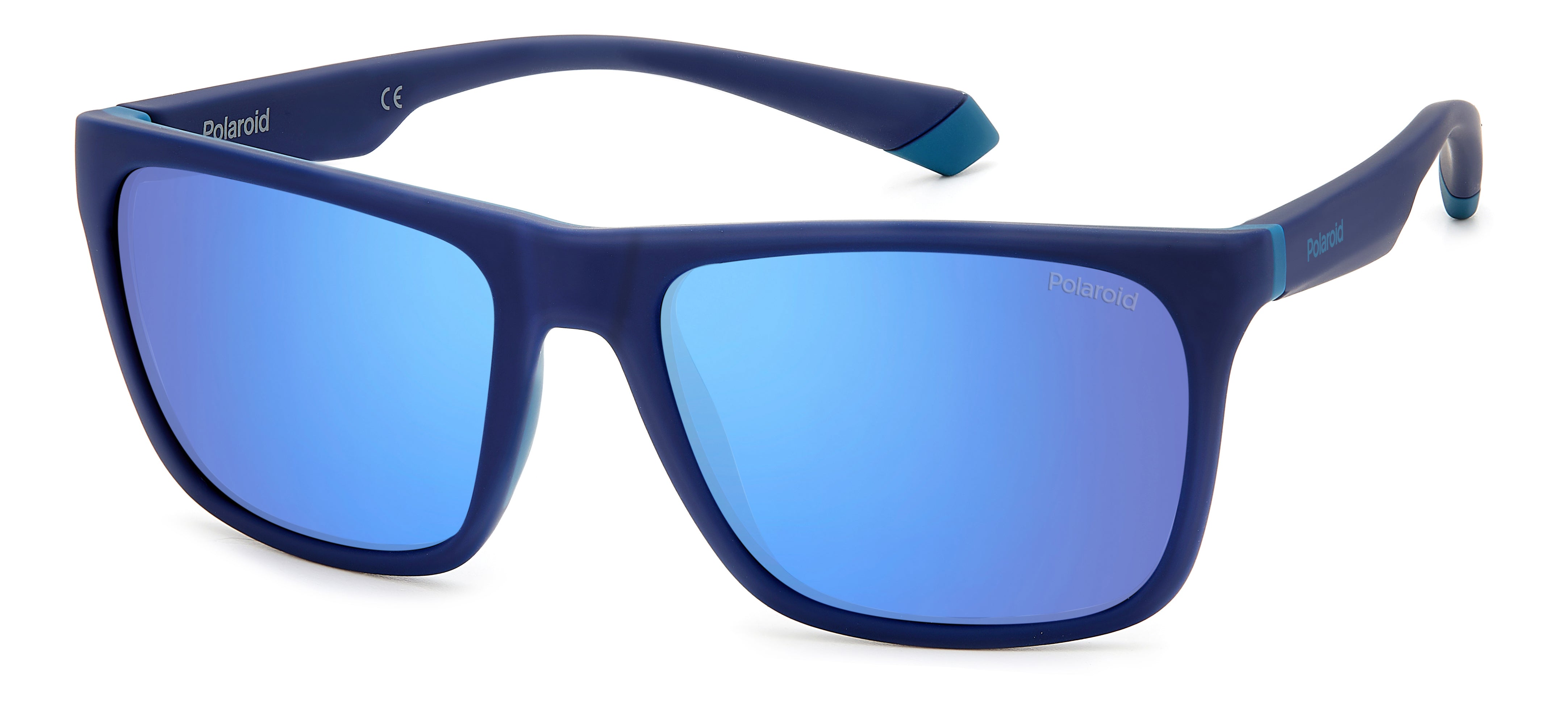 Polaroid Unisex Polaroid PLD 2141/S VGL/5X Occhiali da sole Plastica Blu opaco Blu Squadrata Polarizzata Specchiato
