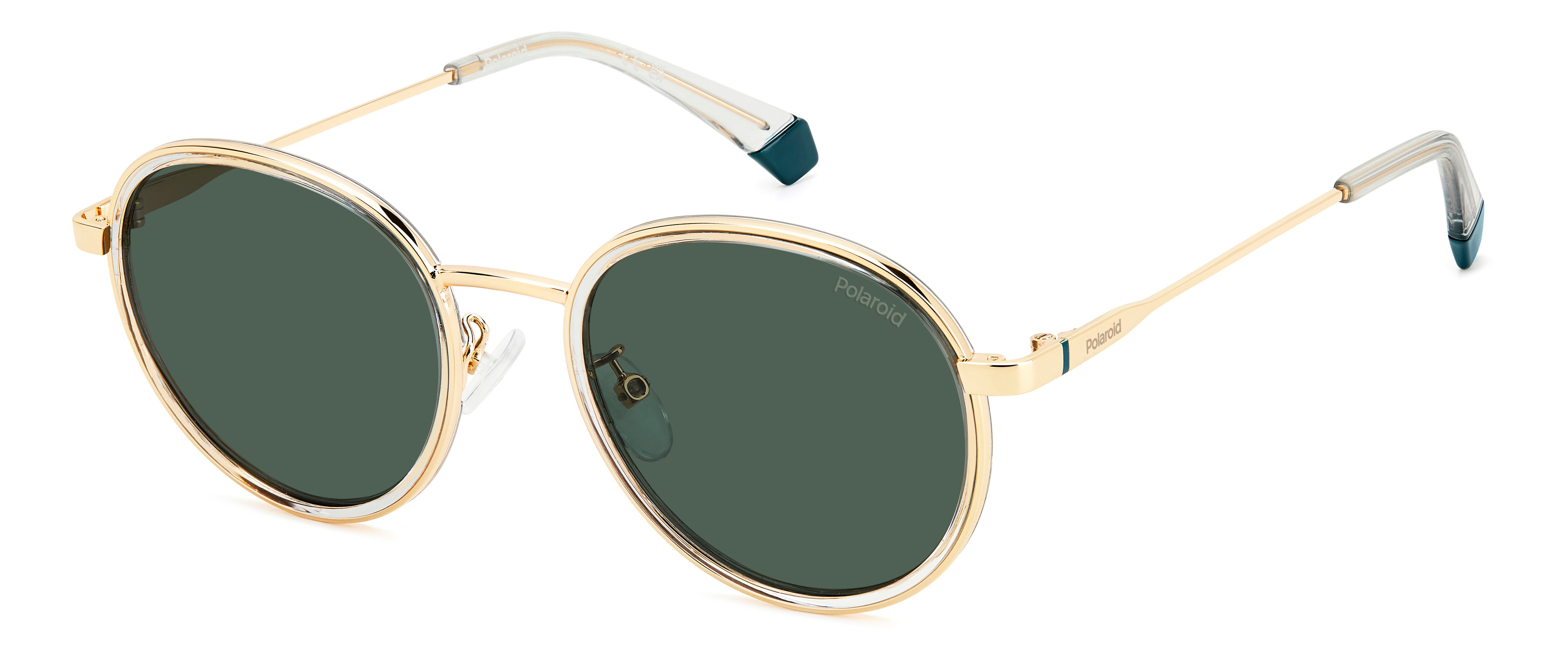 Polaroid Unisex Polaroid PLD 4173/G/S/X PEF/UC Occhiali da sole Metallo Oro Verde Rotonda Polarizzata