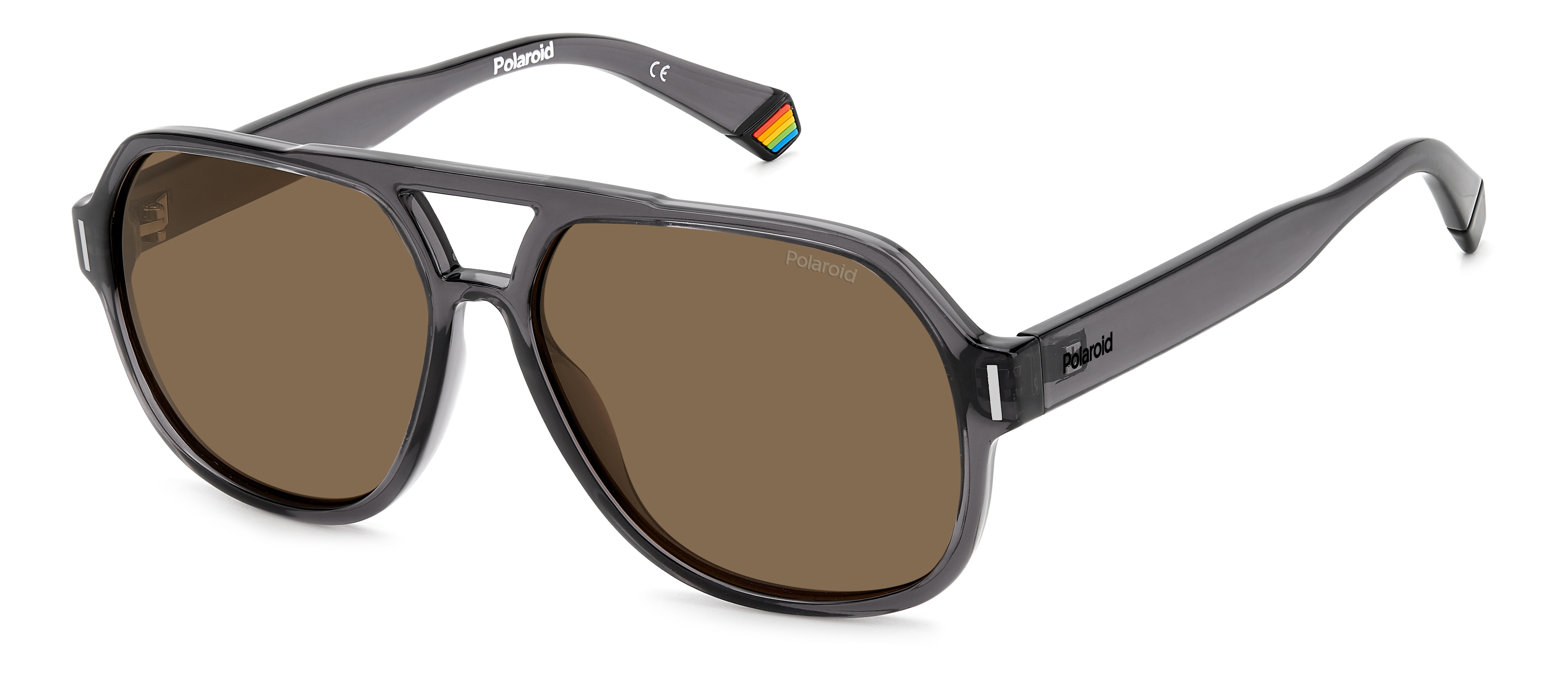 Polaroid Unisex Polaroid PLD 6193/S KB7/SP Occhiali da sole Plastica Grigio Marrone Pilot Polarizzata
