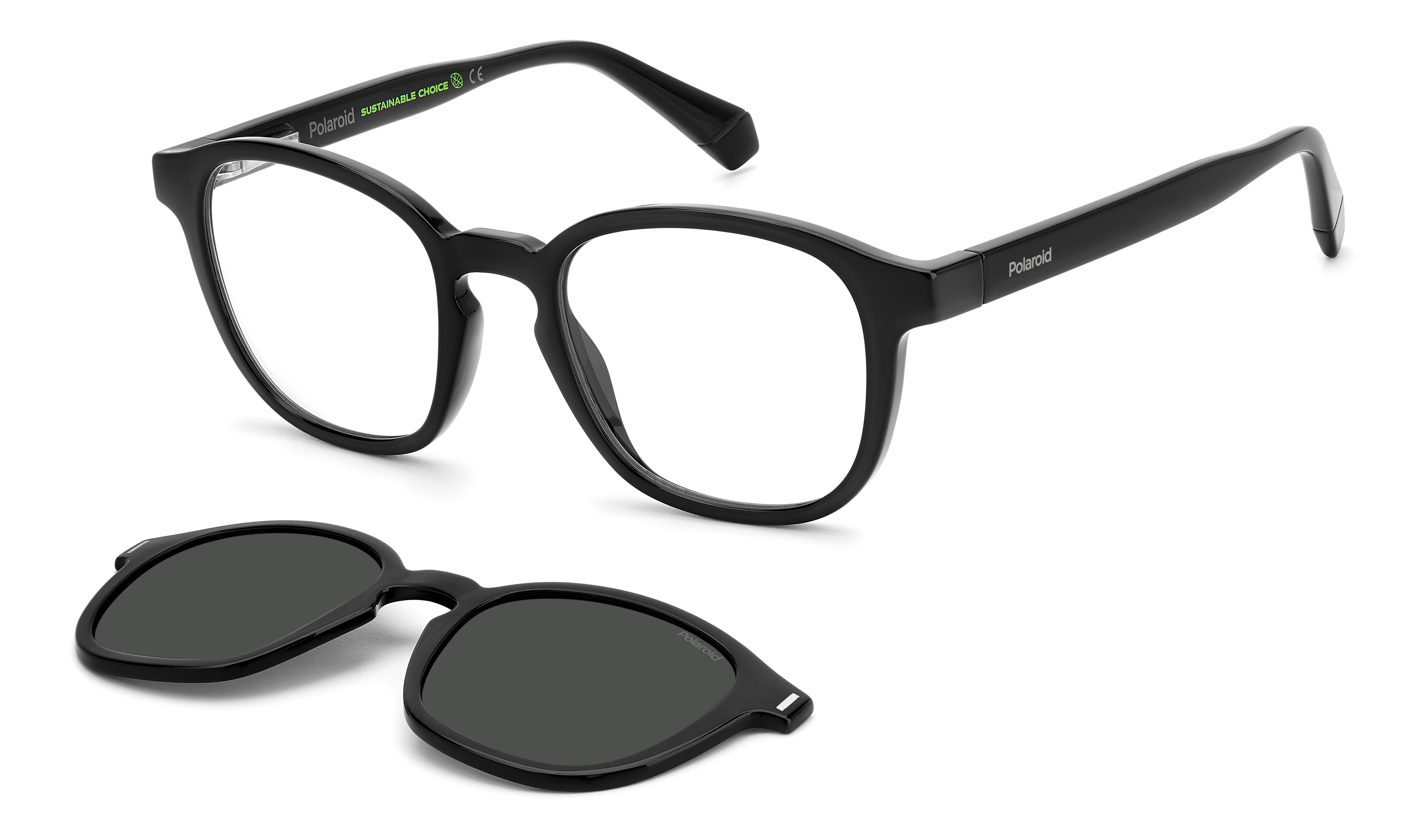 Polaroid Unisex Polaroid PLD 6203/CS 807/M9 Occhiali da sole Plastica Nero Grigio Squadrata Polarizzata