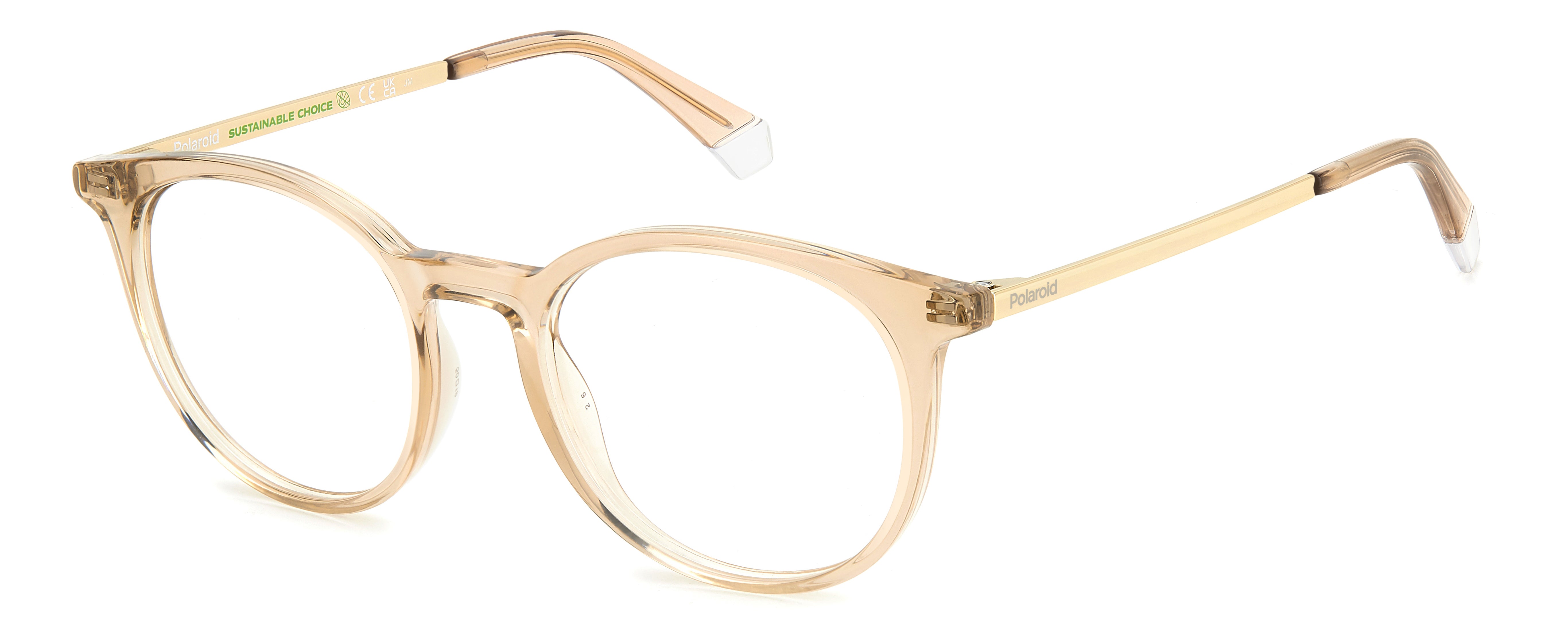 Polaroid Unisex Polaroid PLD D496 10A Montature da vista Plastica Beige Rotonda