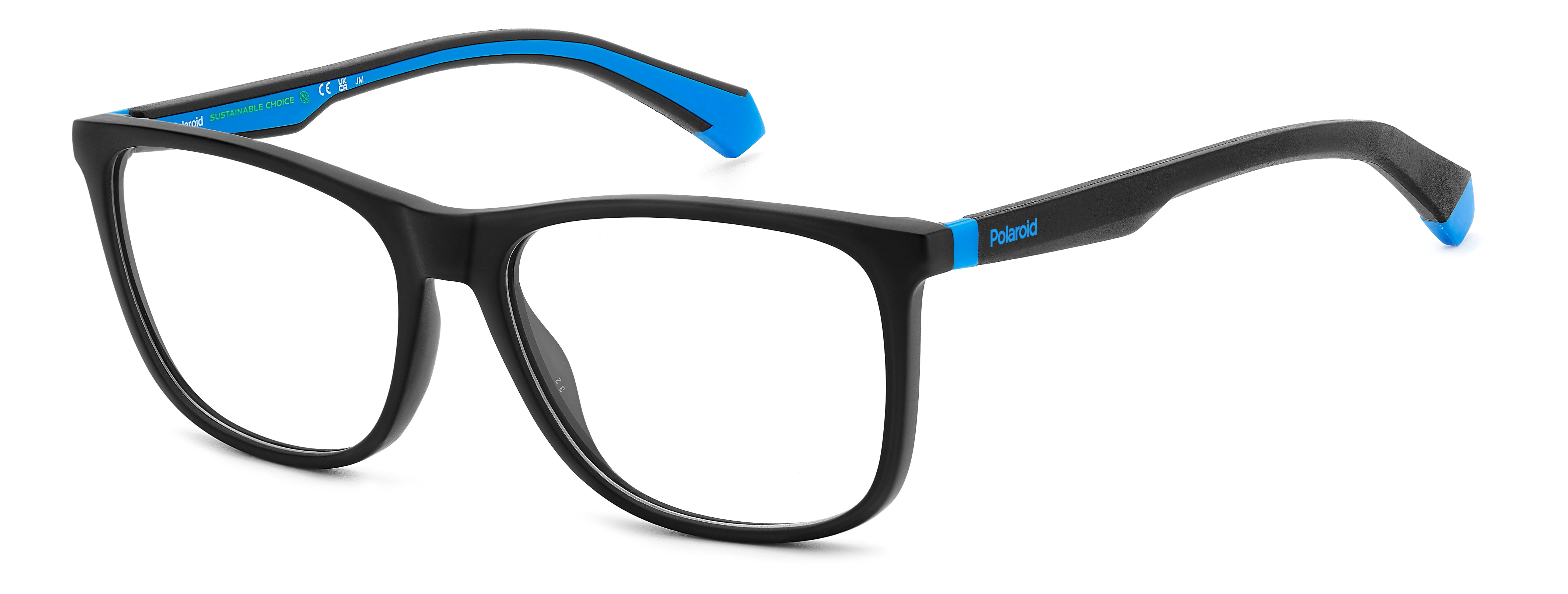 Polaroid Unisex Polaroid PLD D517 0VK Montature da vista Plastica Nero opaco/Blue Squadrata