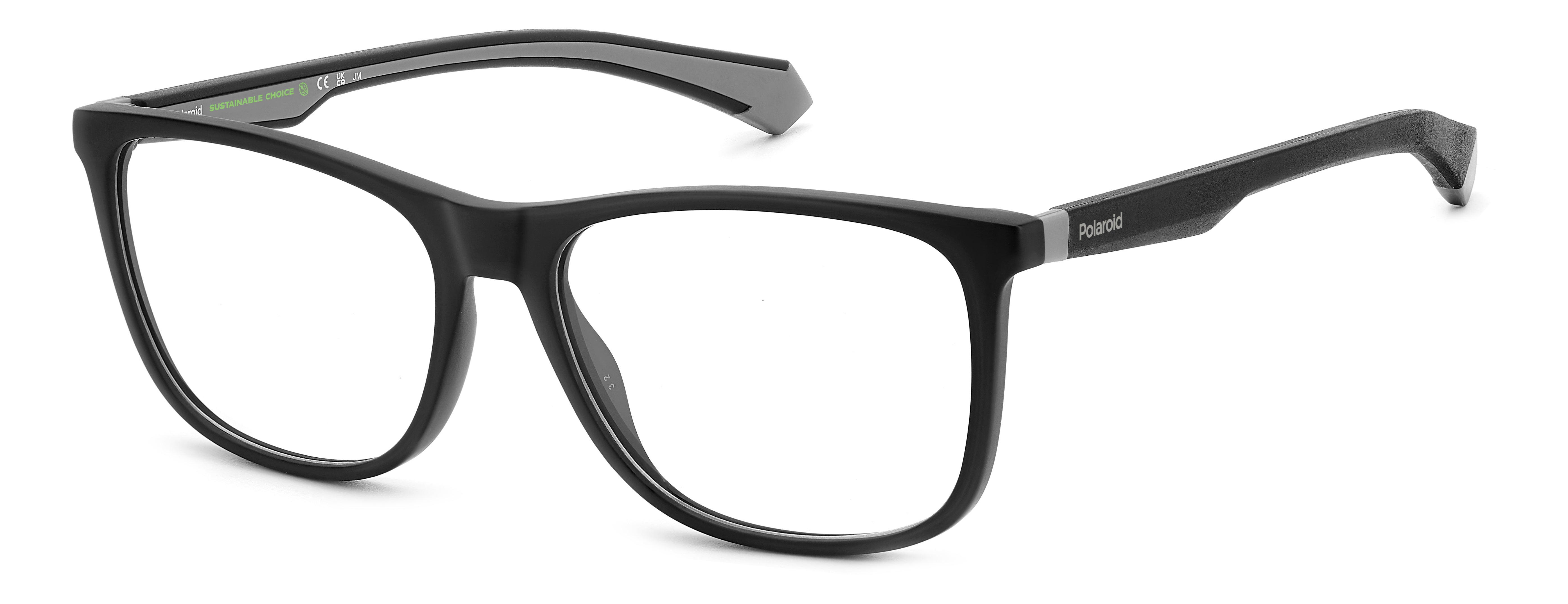 Polaroid Unisex Polaroid PLD D517 O6W Montature da vista Plastica Nero opaco/Grigio Squadrata