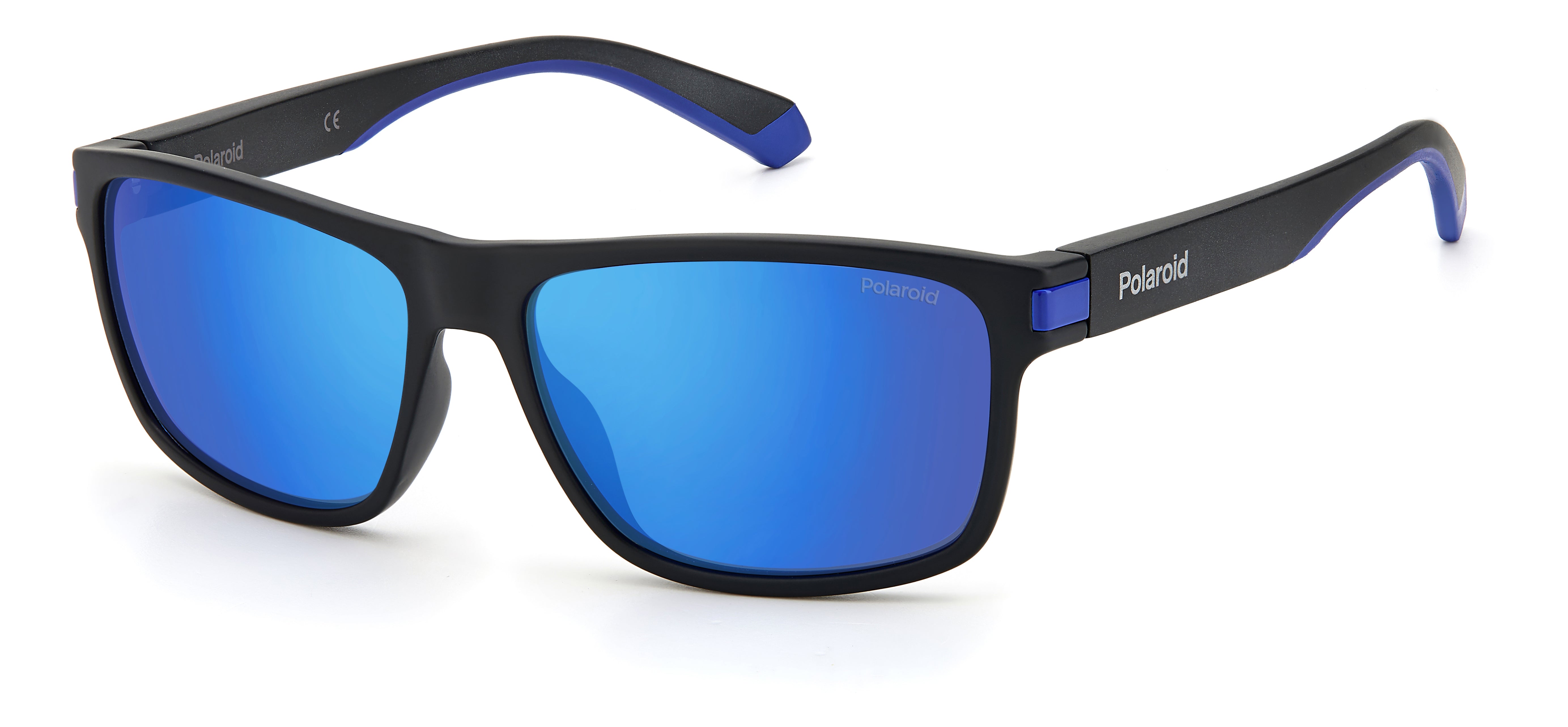 Polaroid Uomo Polaroid PLD 2121/S 0VK/5X Occhiali da sole Plastica Nero-opaco Blu Squadrata Polarizzata Specchiato