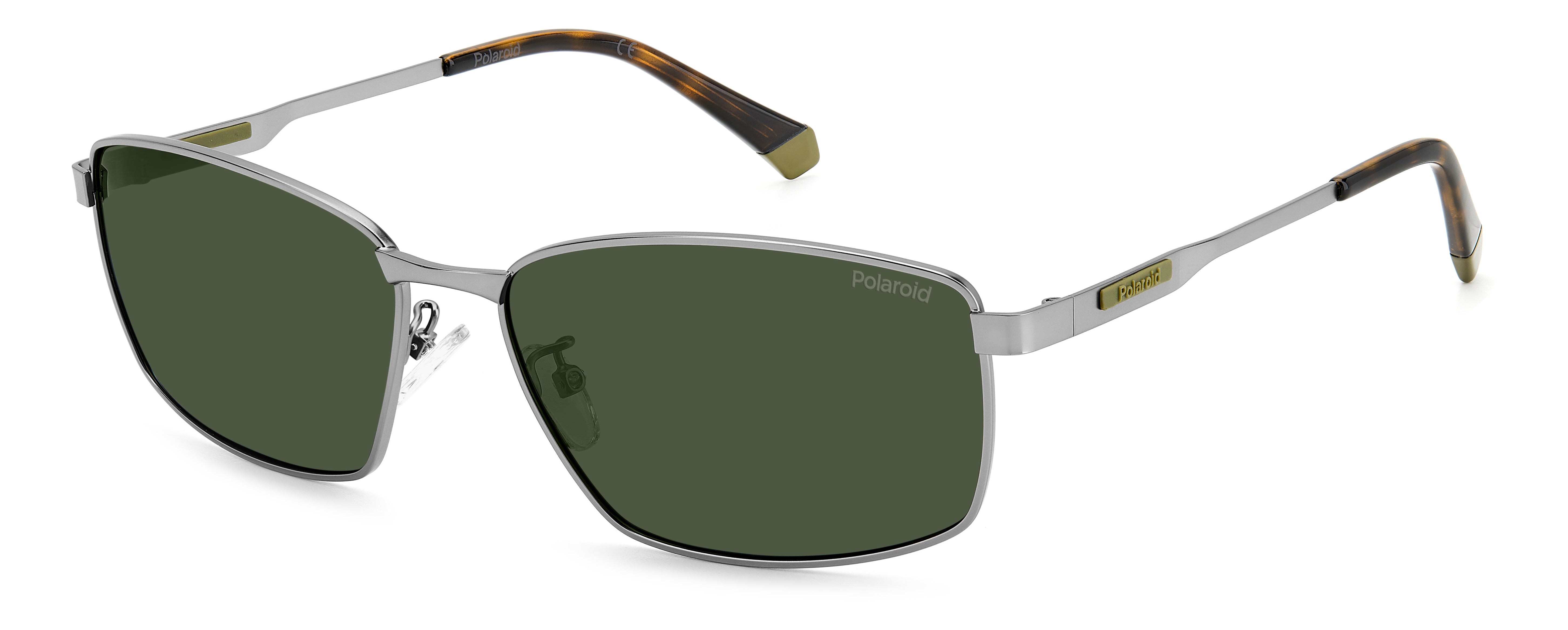 Polaroid Uomo Polaroid PLD 2137/G/S/X R81/UC Occhiali da sole Acciaio Argento Opaco Verde Squadrata Polarizzata