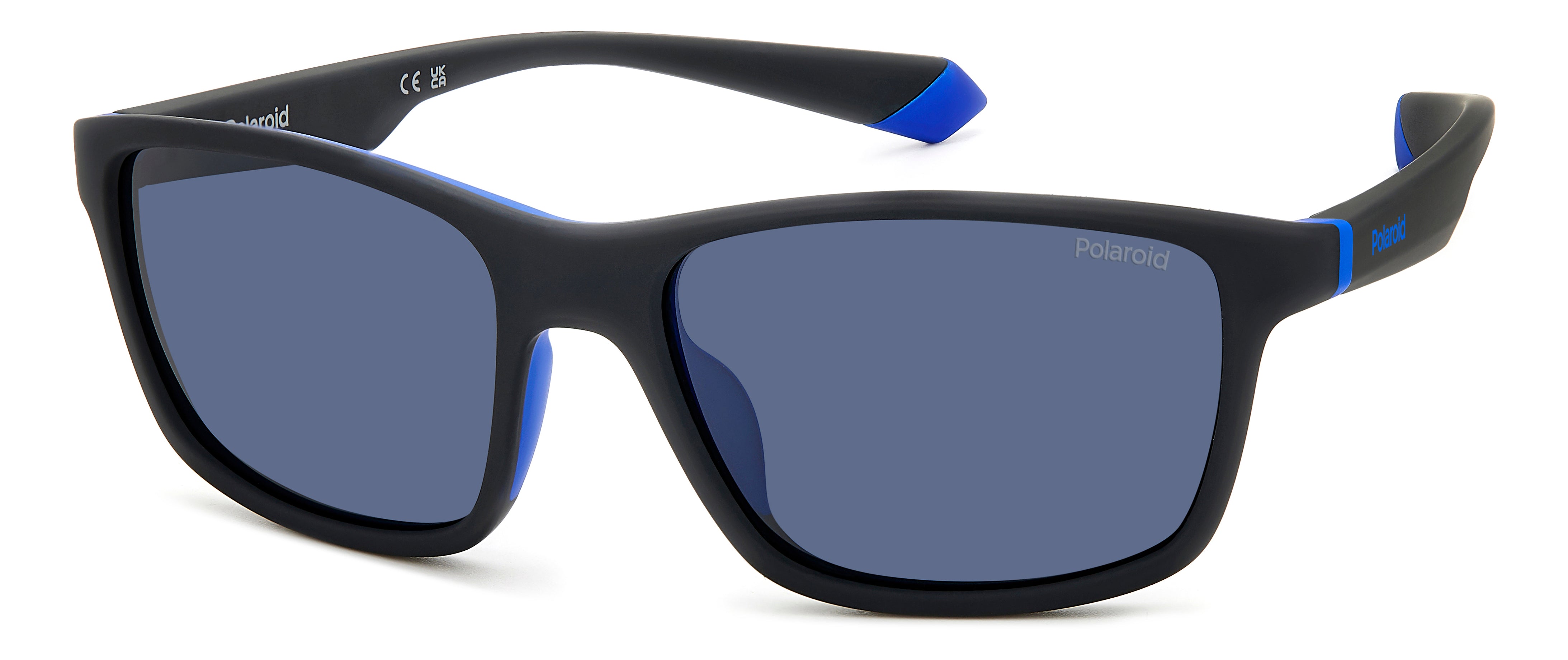 Polaroid Uomo Polaroid PLD 2153/S 0VK/C3 Occhiali da sole Gomma Nero Blu Avvolgente Polarizzata