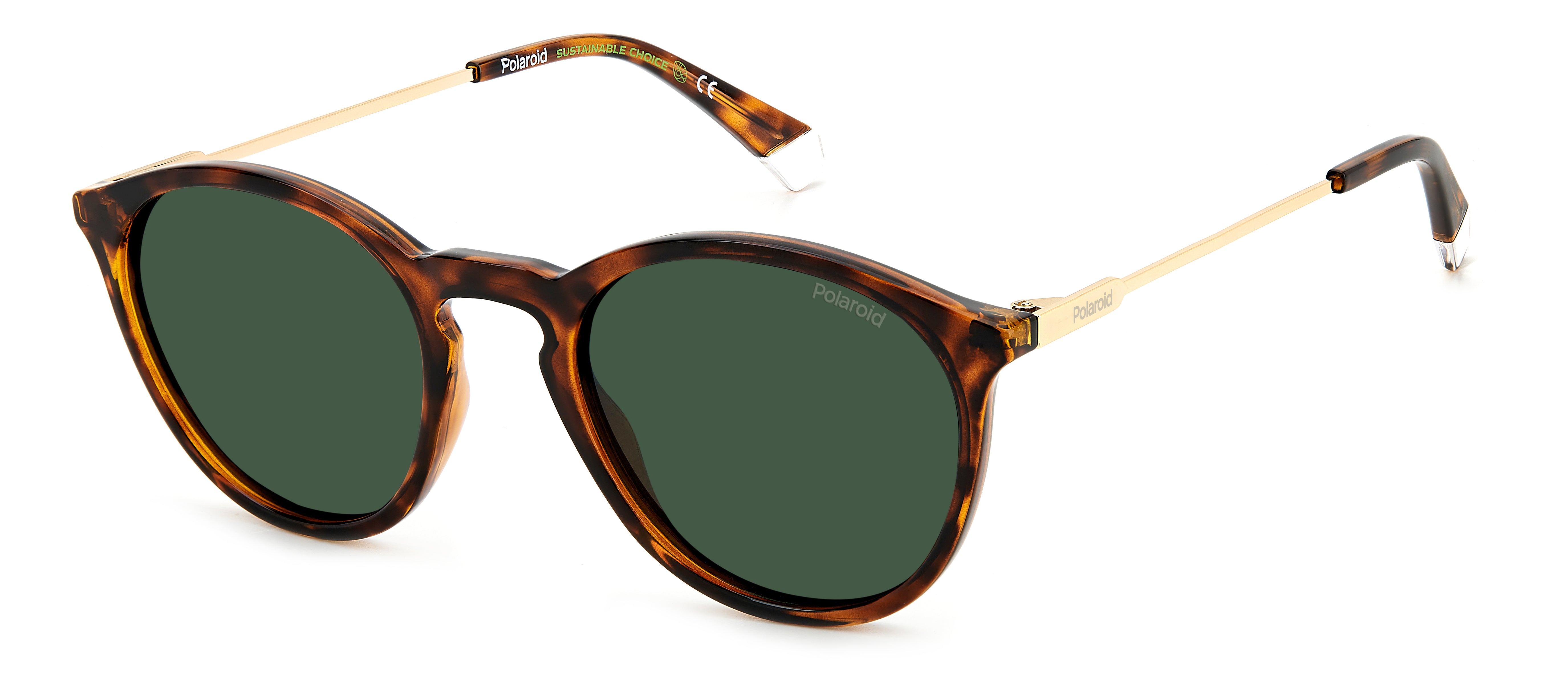 Polaroid Uomo Polaroid PLD 4129/S/X 086/UC Occhiali da sole Eco co-polyester Havana Verde Rotonda Polarizzata