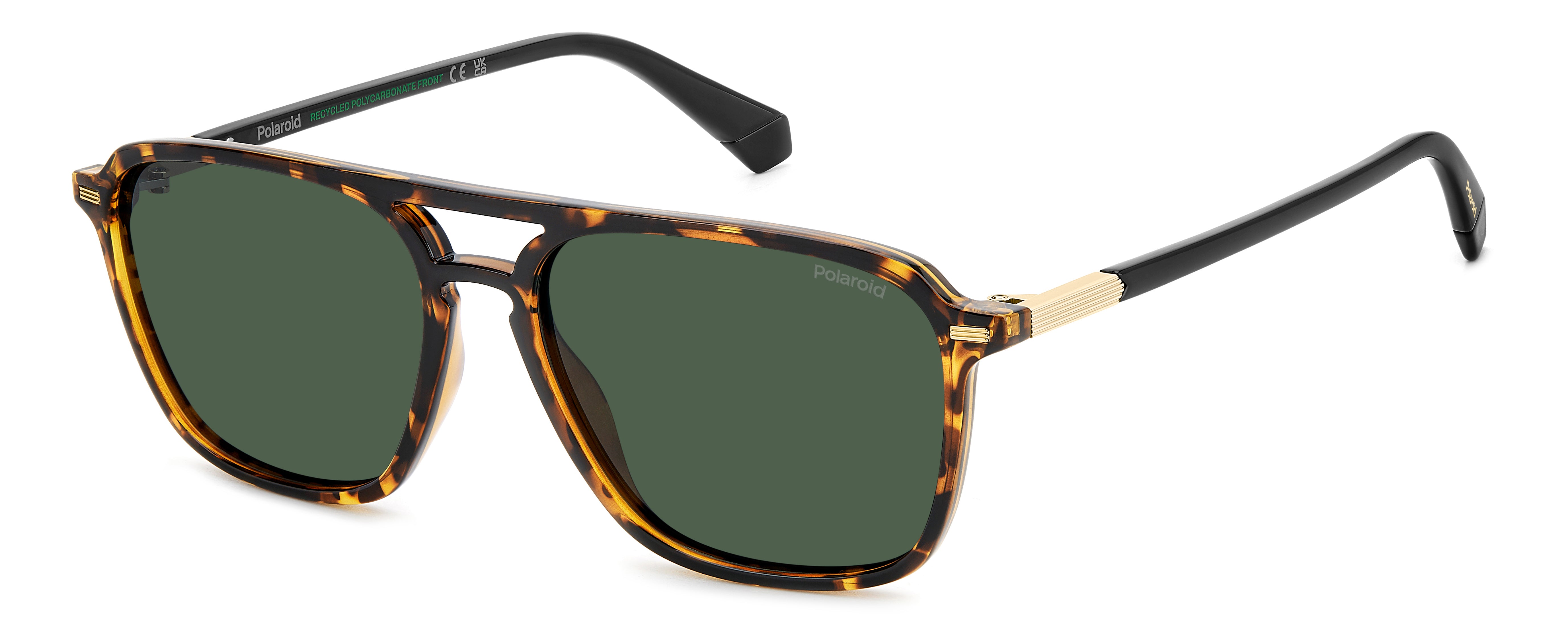 Polaroid Uomo Polaroid PLD 4182/S/X 086/UC Occhiali da sole Policarbonato Havana Verde Squadrata Polarizzata