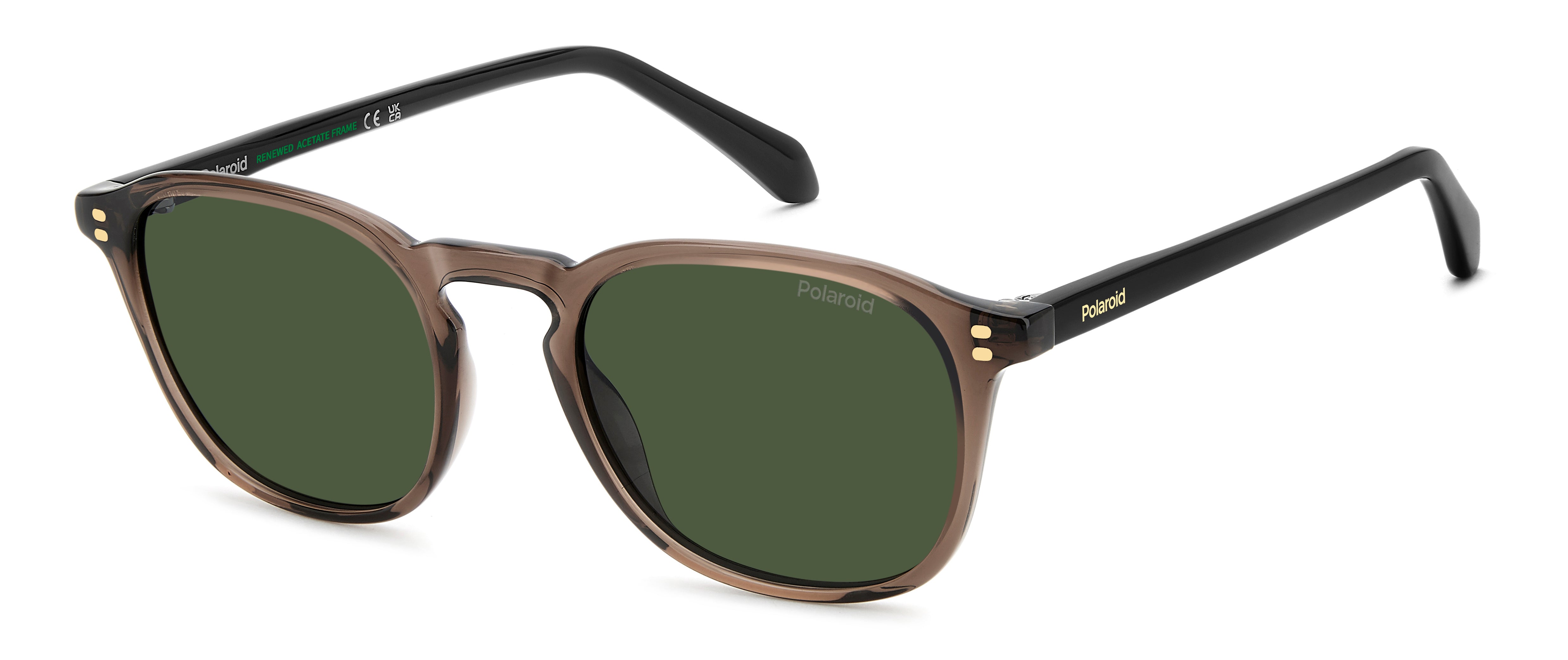 Polaroid Uomo Polaroid PLD 4203/S/X 09Q/UC Occhiali da sole Acetato Marrone Verde Rotonda Polarizzata