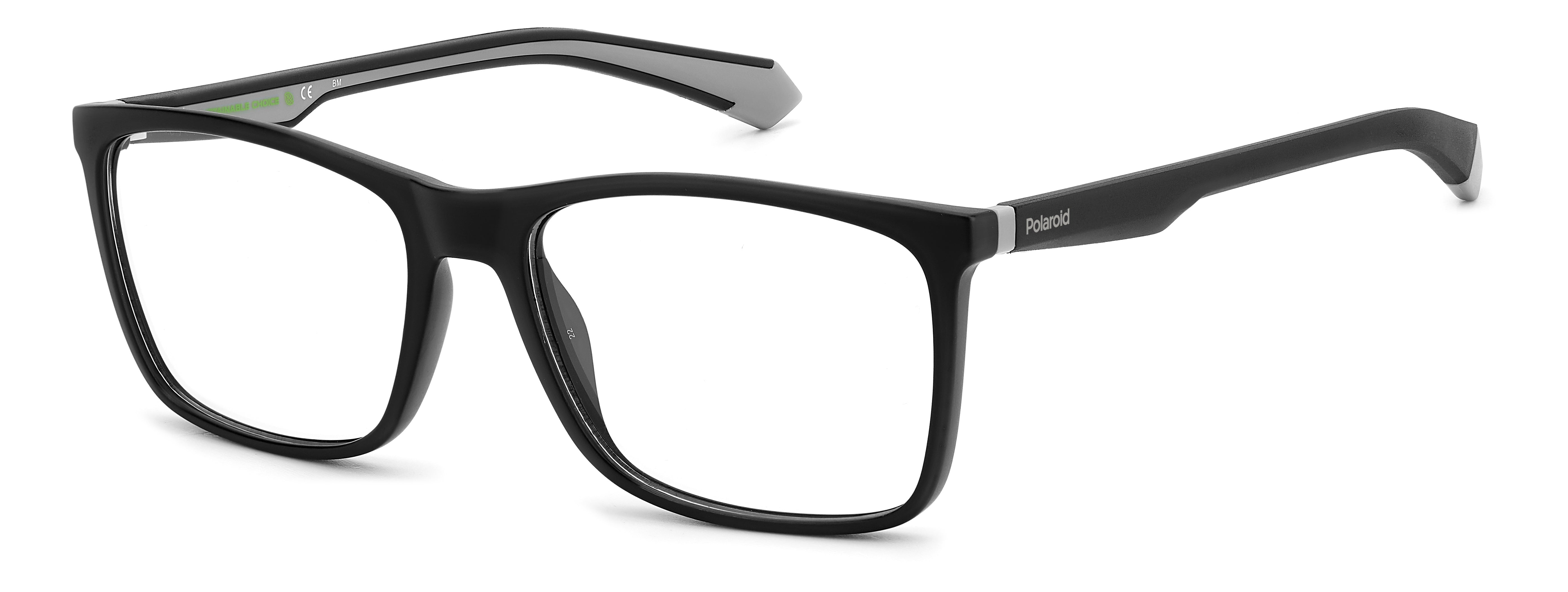 Polaroid Uomo Polaroid PLD D477 08A Montature da vista Bio Poliammide Nero/Grigio Squadrata