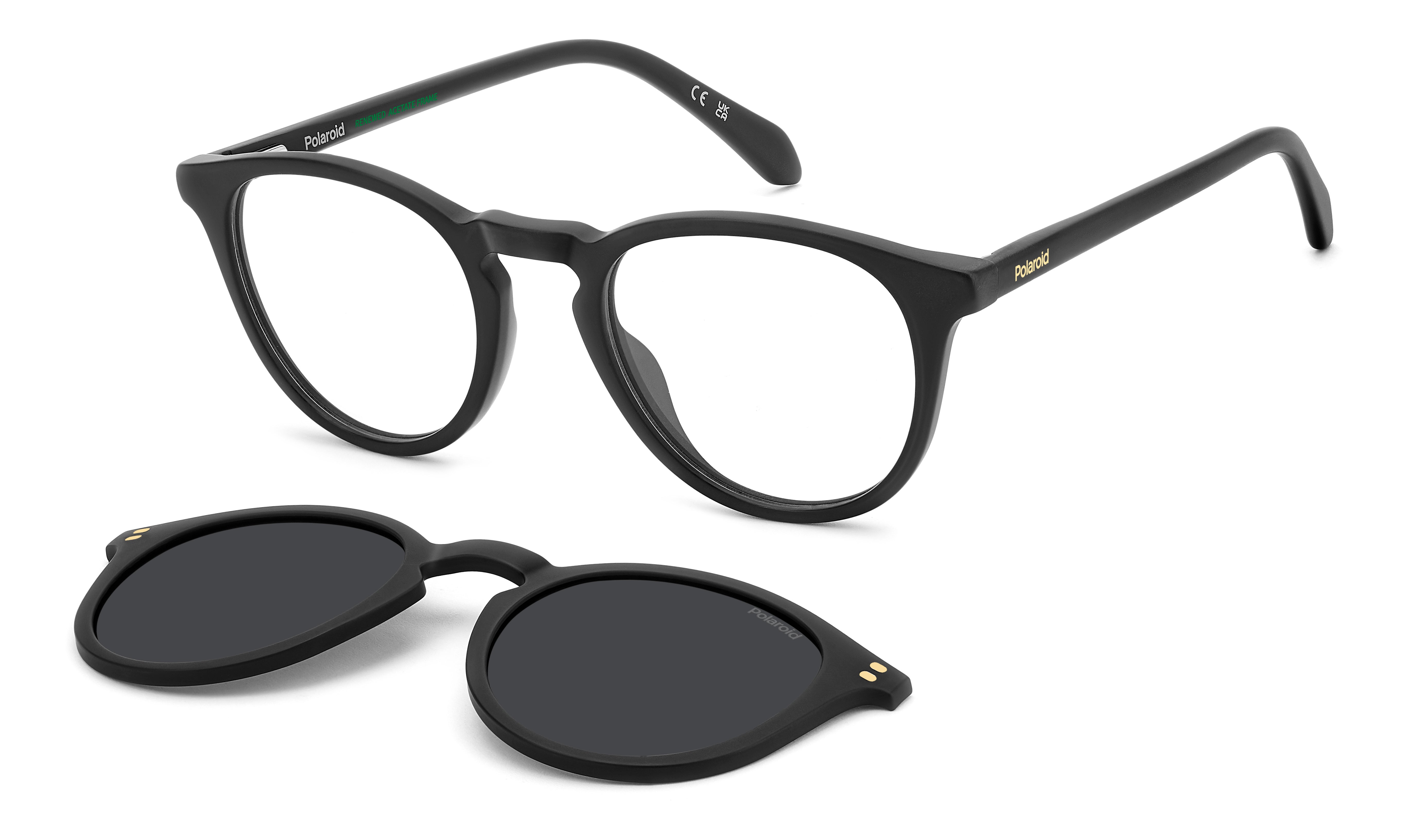 Polaroid Uomo Polaroid PLD D638/C 003/M9 Montature da vista Acetato Nero Grigio Pantos Polarizzata
