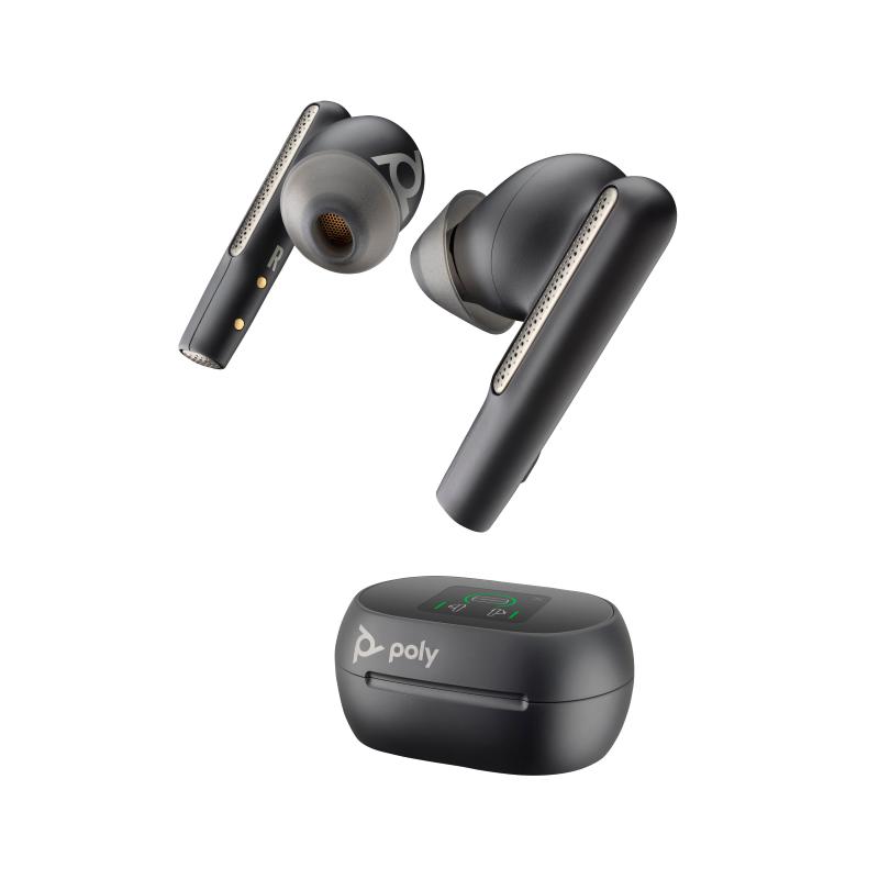 Poly auricolari nerofumo voyager free 60+ uc + adattatore bt700 usb-c + custodia di ricarica touchscreen