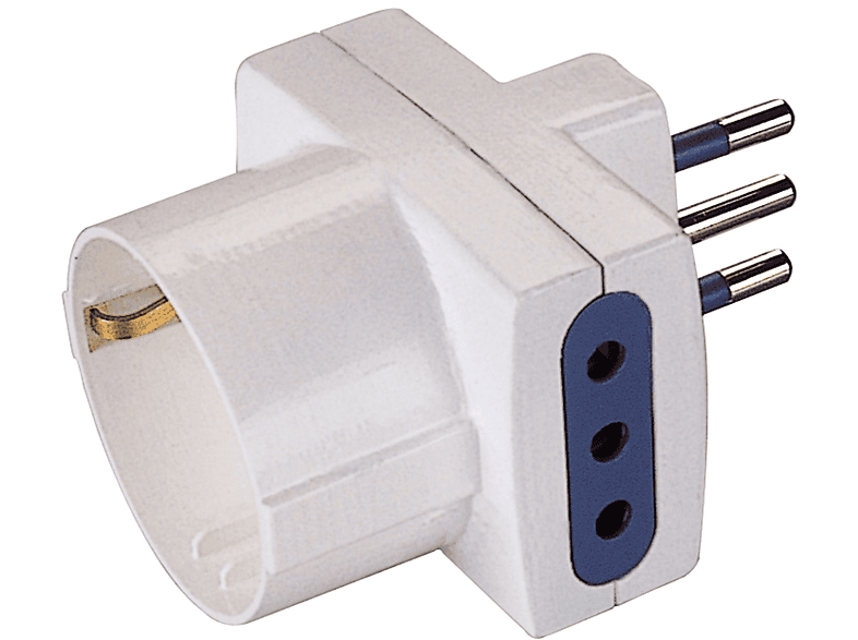POLYPOOL Adattatore multipresa con spina 10A 2P+T, 2 prese 2P+T e 1 presa 10 – 16A 2P+T 250V, bianco