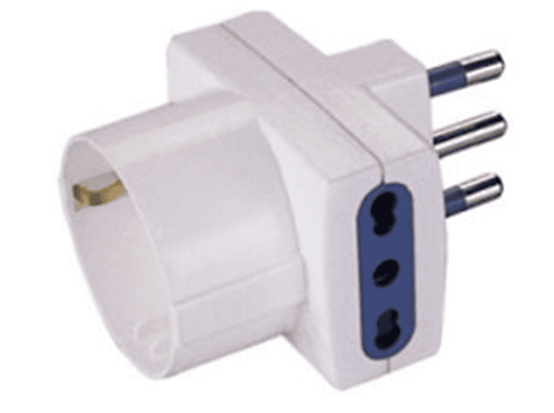 POLYPOOL Adattatore multipresa con spina 16A 2P+T, 2 prese bivalenti 10/16A 2P+T e 1 presa 10 – 250V, bianco
