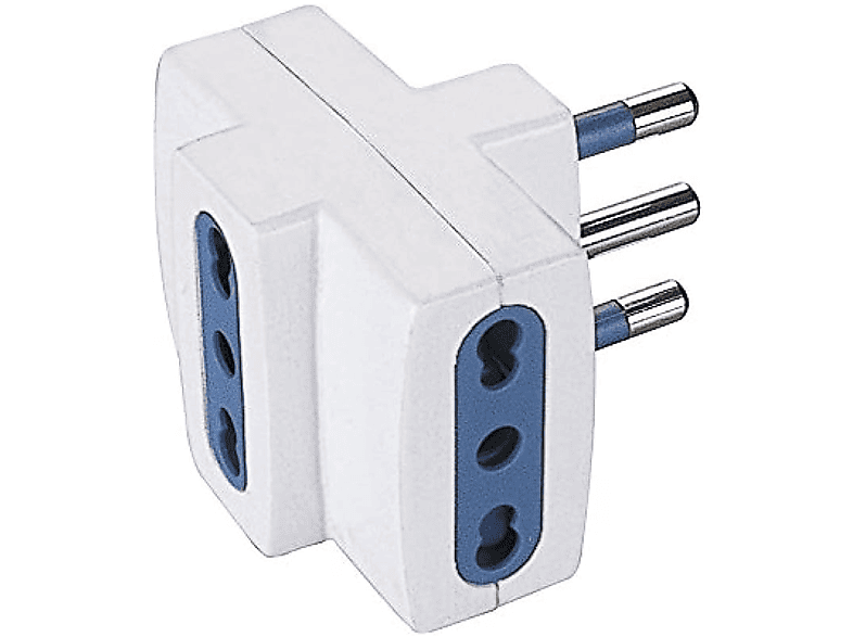 POLYPOOL Adattatore multipresa con spina 16A 2P+T e 3 prese bivalenti 10 /16A 250V, bianco