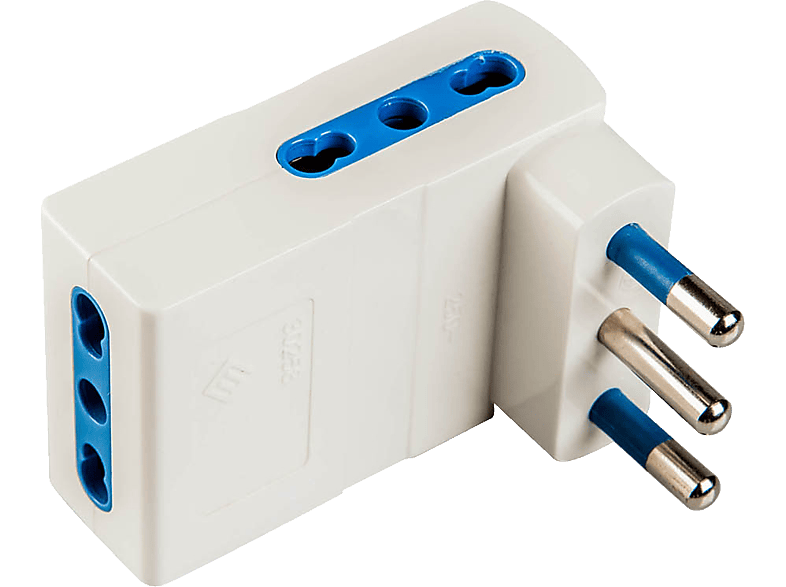 POLYPOOL Adattatore multipresa “salvaspazio” con spina 16A 2P+T e 3 prese bivalenti 10/16A 250V, bianco