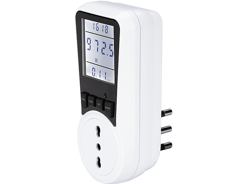 POLYPOOL Misuratore di Consumo Elettrico digitale con display LCD, wattmetro energia elettrica, misura consumo corrente tensione potenza e costi