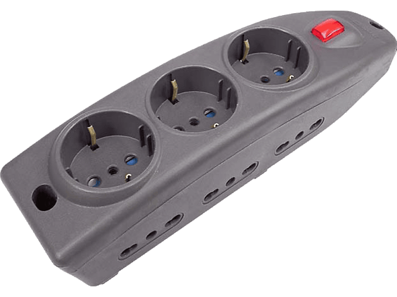 POLYPOOL Presa multipla “compact” 250V con 6 prese bivalenti 10/16A 2P+T, 3 10 – 16A 1,5 m cavo spina interruttore luminoso, antracite