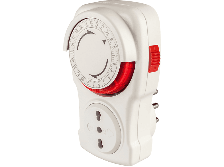 POLYPOOL Programmatore a ciclo giornaliero con spina 16A 2P+T e presa bivalente 10/16A 250V, bianco