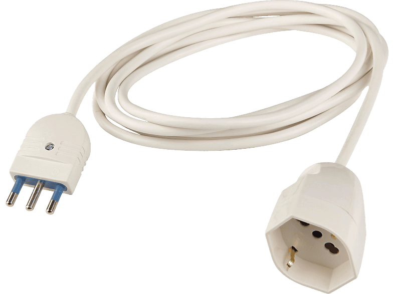 POLYPOOL Prolunga 250V con 3 m di cavo, spina 16A 2P+T e presa pluristandard 10/16A 2P+T, bianco