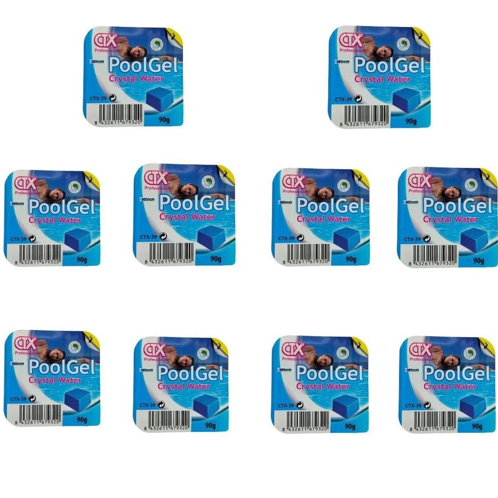 PoolGel CTX39 Gel Flocculante Monodose PoolGel CXpro (Confezione da 10 Unità) - Detergente e Clarificante per Acqua di Piscina, Trasparenza Totale dell'Acqua