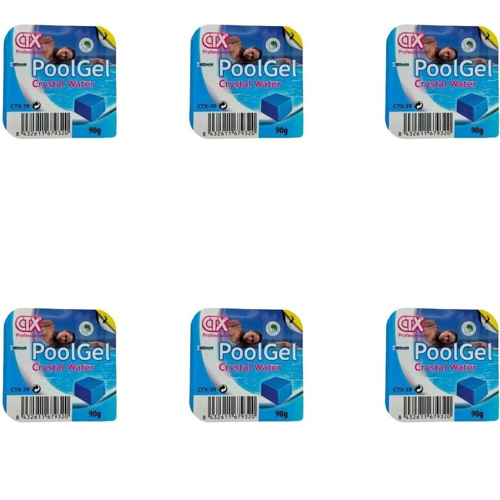 PoolGel CTXpro Gel Flocculante a Dose Singola Confezione da 6 Unità - PoolGel CTX-39, Detergente e Asciugare per Piscine, Trasparenza totale dell'Acqua