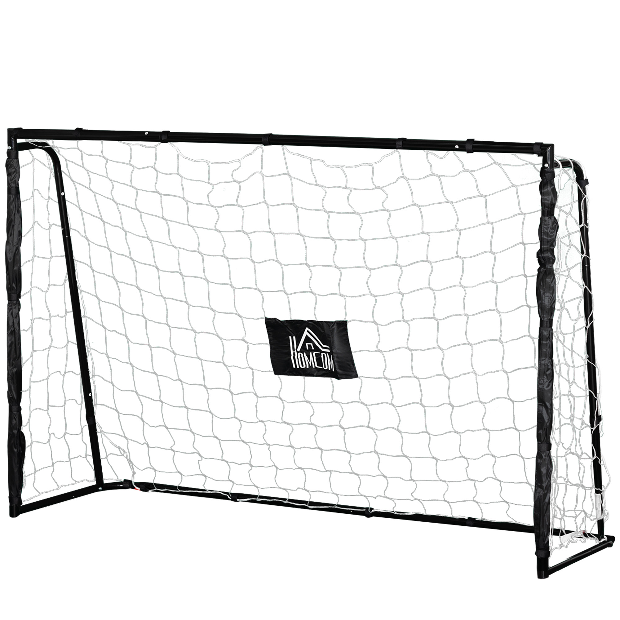 Porta da calcio HOMCOM - Porta da allenamento per calcio. 186L x 62l x 123H cm - Telaio in metallo, picchetti e attrezzi inclusi - Nero Bianco