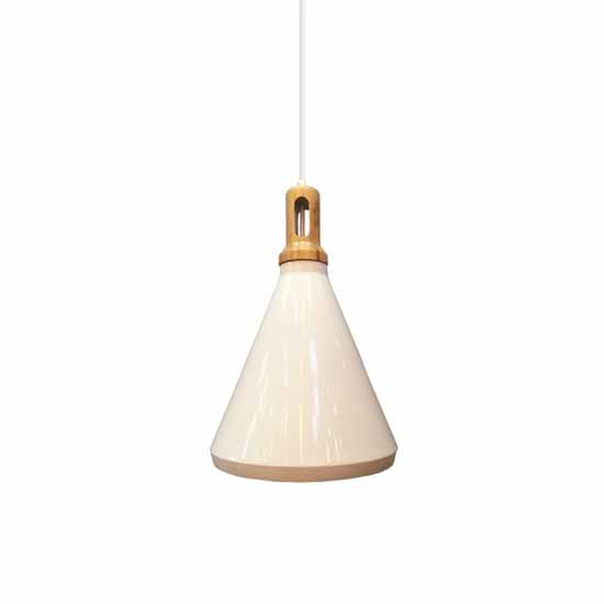 Portalampada Pendente 1mt E27 Elegant Stylish Ф250mm - Mod. Vt-7525 Sku 3761 - Legno Bianco