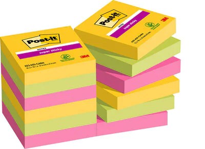 Post-It 622-12SS-CARN pouch autoadesiva Quadrato Verde Rosa Giallo 90 fogli Autoadesivo