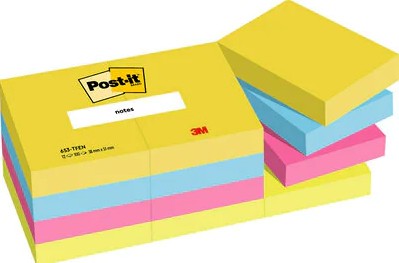 Post-It 653TFEN pouch autoadesiva Quadrato Multicolore 100 fogli Autoadesivo