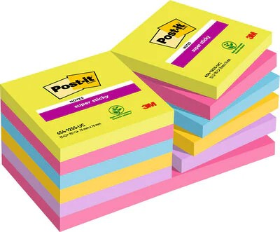 Post-It 654-12SS-UC pouch autoadesiva Quadrato Blu Verde Rosa Viola Giallo 90 fogli Autoadesivo