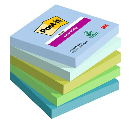 Post-It 654-5SS-OAS pouch autoadesiva Quadrato Blu Verde 90 fogli Autoadesivo
