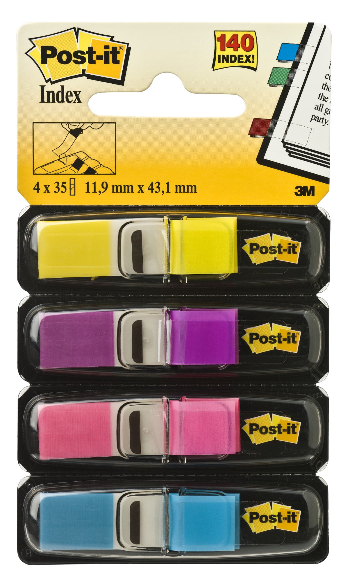Post-It Segnapagina Index Miniset colori vivaci - 4 x 35 bandierine