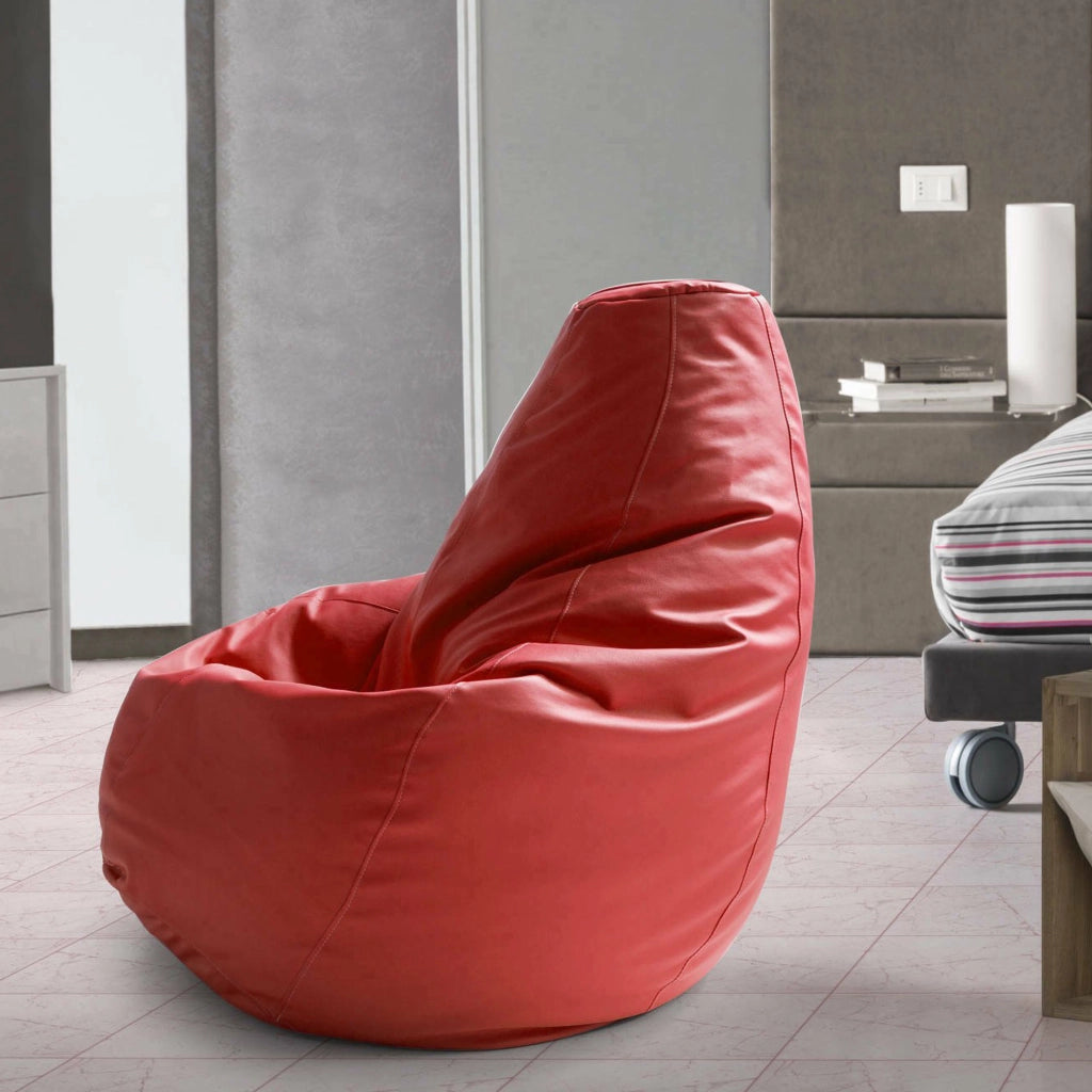 Pouf Asino, Pouf a sacco, 100% Made in Italy, Poltrona a sacco in ecopelle, cm 70x70h110, Rosso