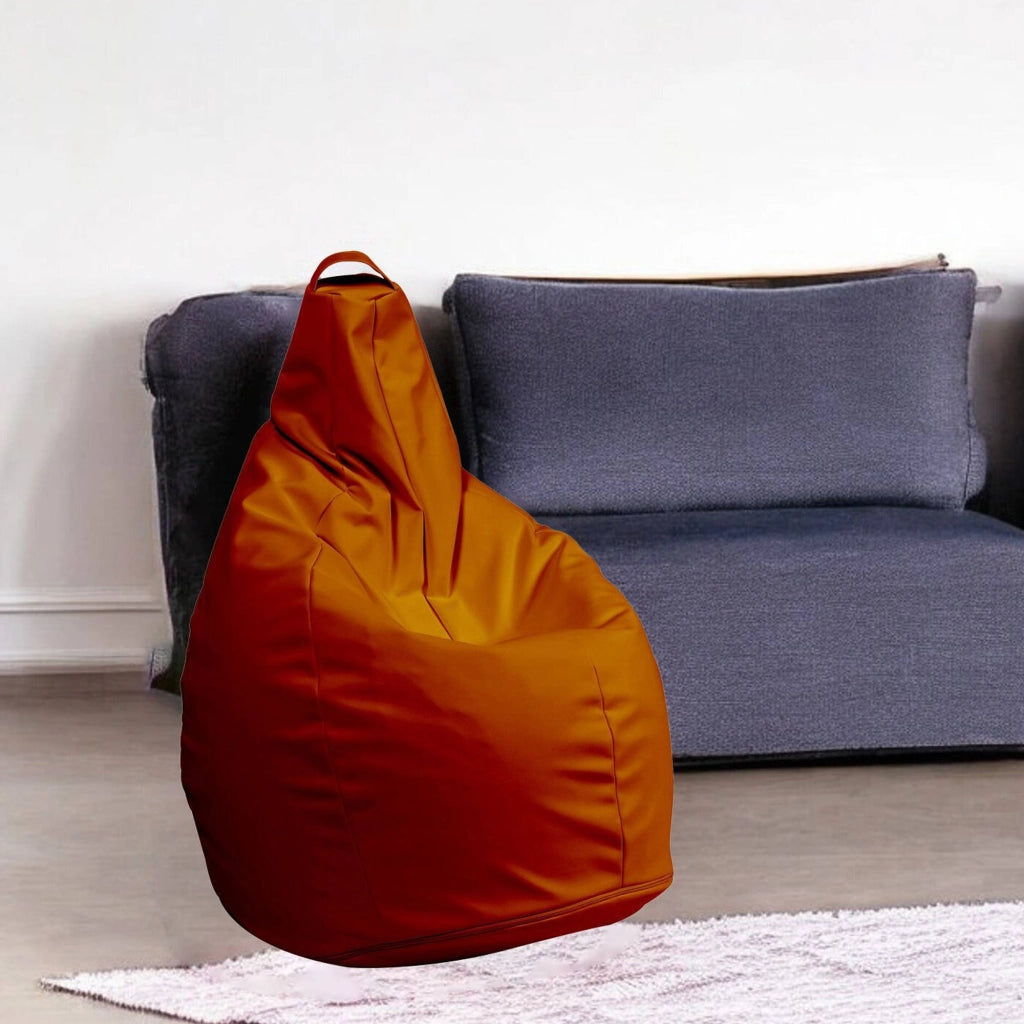 Pouf Aunter, Poltrona multiuso, Poltroncina sacco, Pouf poggiapiedi, Made in Italy, 90x90 h120 cm, Arancione