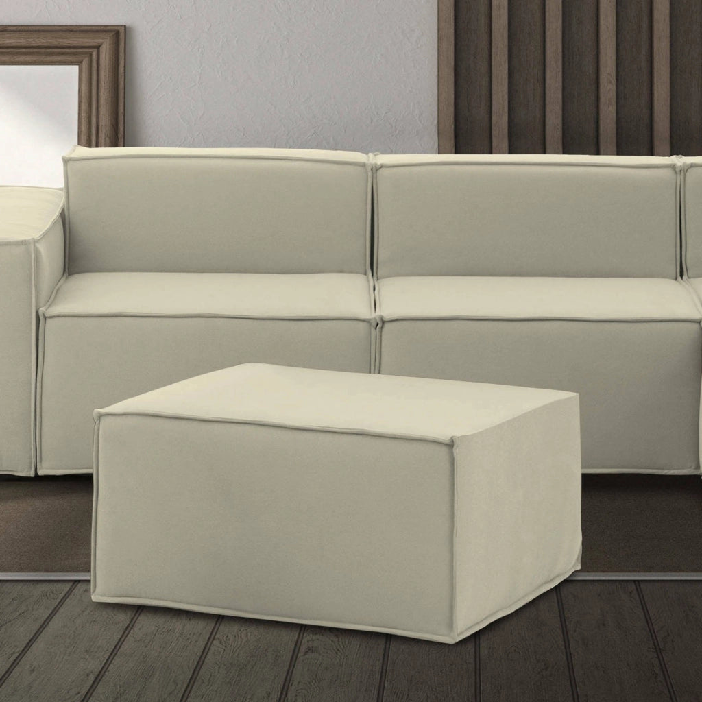 Pouf Avolasca, Pouf da salotto, 100% Made in Italy, Poltroncina relax in tessuto imbottito, Cm 80x70h43, Beige