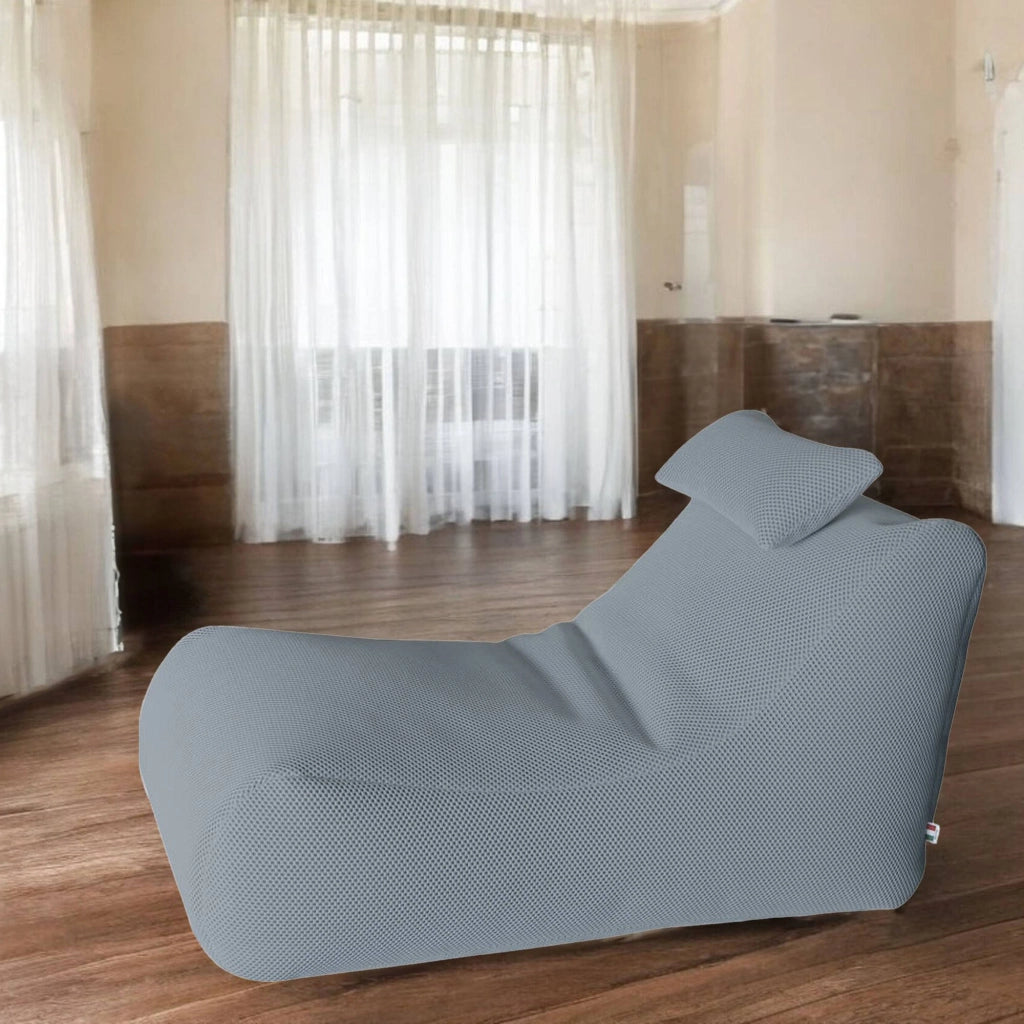 Pouf ??hck, Poltrona multiuso, Poltroncina sacco, Pouf poggiapiedi, Made in Italy, 70x120 h65 cm, Grigio chiaro