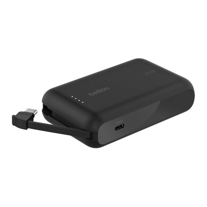 POWER BANK BELKIN cavo integrato USB-C 20W 10000 mAh, Nero