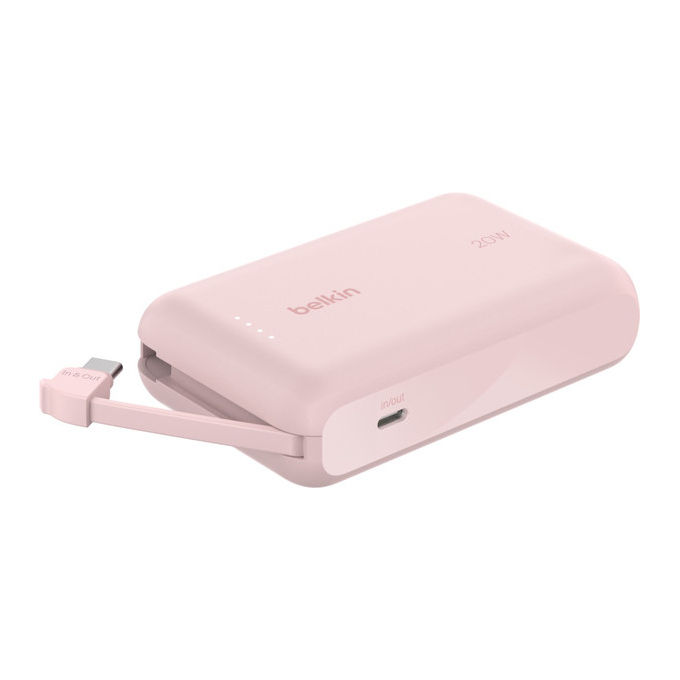 POWER BANK BELKIN cavo integrato USB-C 20W 10000 mAh, Rosa