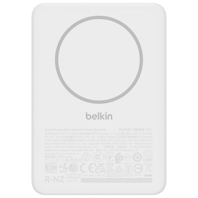 POWER BANK BELKIN POWERBANK MAGNETICO 7,5W 5K 5.000 mAh, Bianco