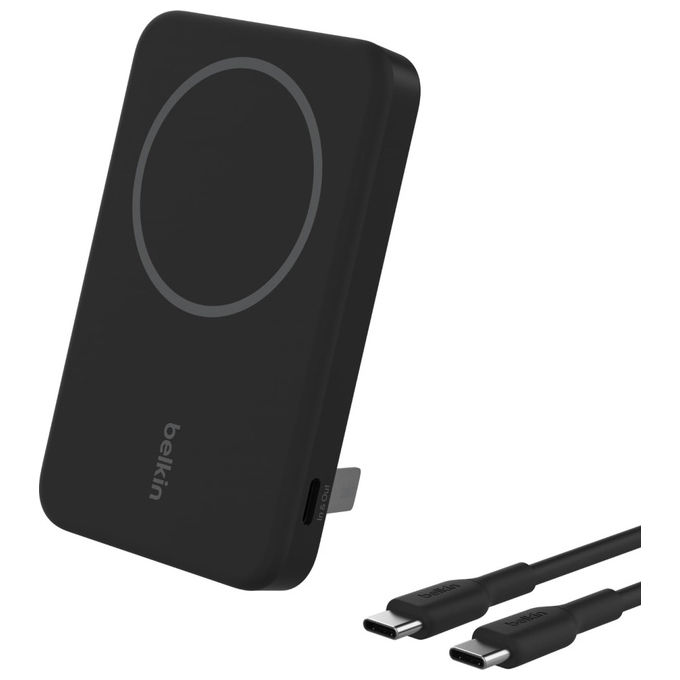 Power Bank Magsafe con stand BELKIN BoostCharge Pro Qi2 da 15W per iPhone, 5000 mAh, Nero